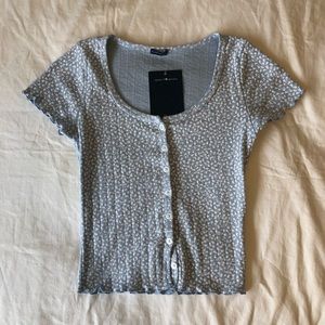 Brandy Melville Light Blue Floral Zelly Top